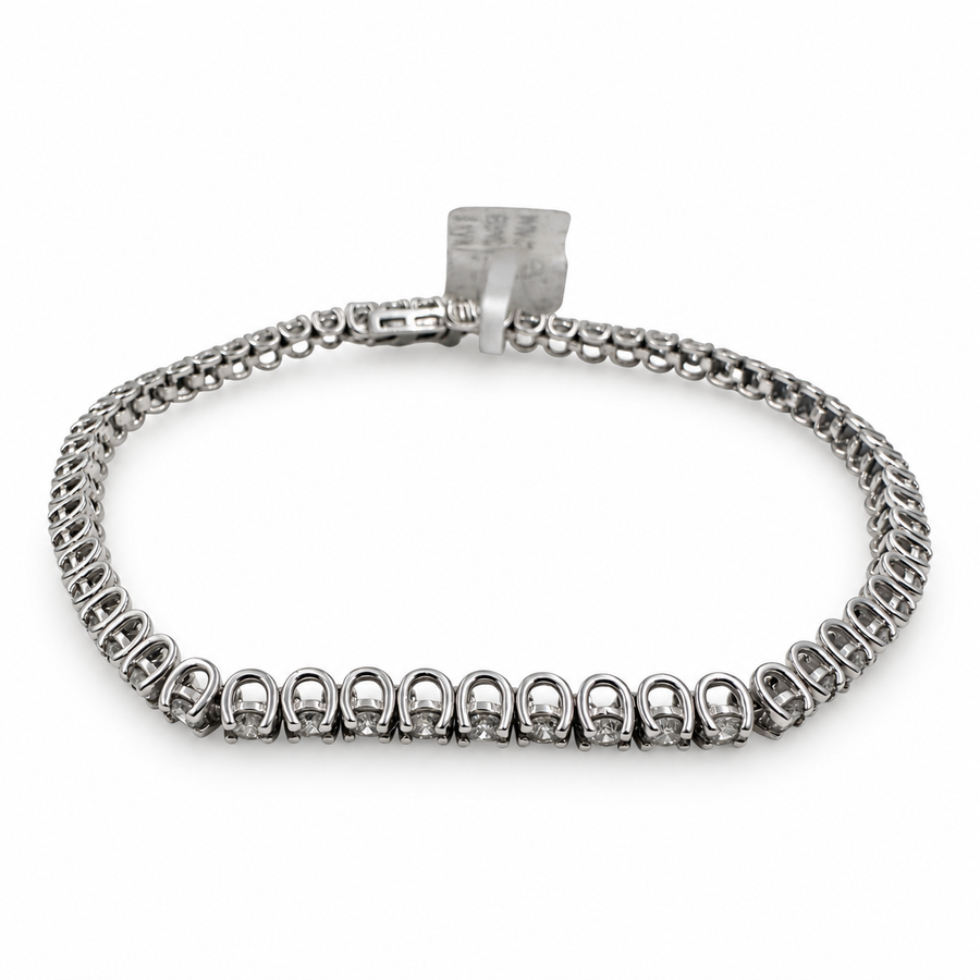 14k White Gold 1.47 Carat Tennis 6.75" Bracelet. (New)