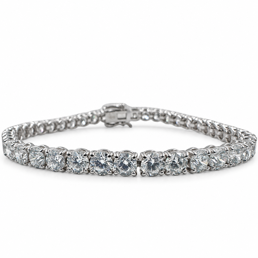 14k White Gold with Lab Grown Diamonds 10.28 Carat and 6.50" Tennis Bracelet. (New)