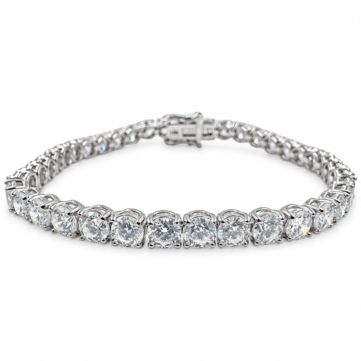 14k White Gold with Lab Grown Diamonds 12.10 Carat and 6.50" Tennis Bracelet. (New)