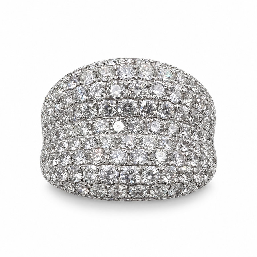 18K White Gold Band with 189 Round Diamonds 4.48 Ct. (Size 6.50)