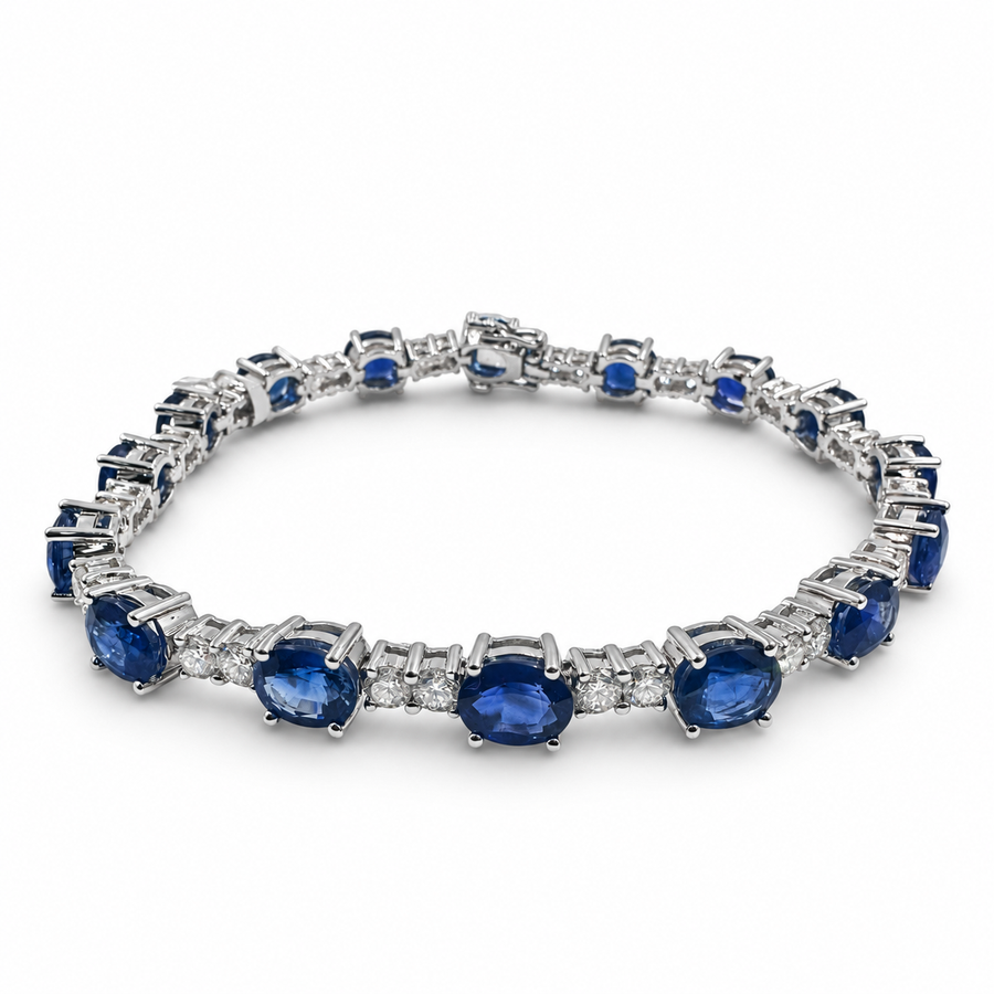 18k White Gold with Sapphires 16.00 Carat and 6.75" Bracelet. (New)