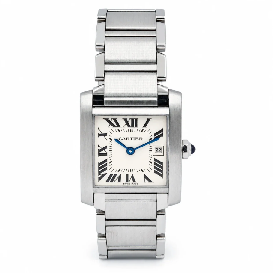 *Ladies Midsize Cartier Tank Francaise Stainless Steel Watch In Matte Finish. (Pre-Owned 2465)