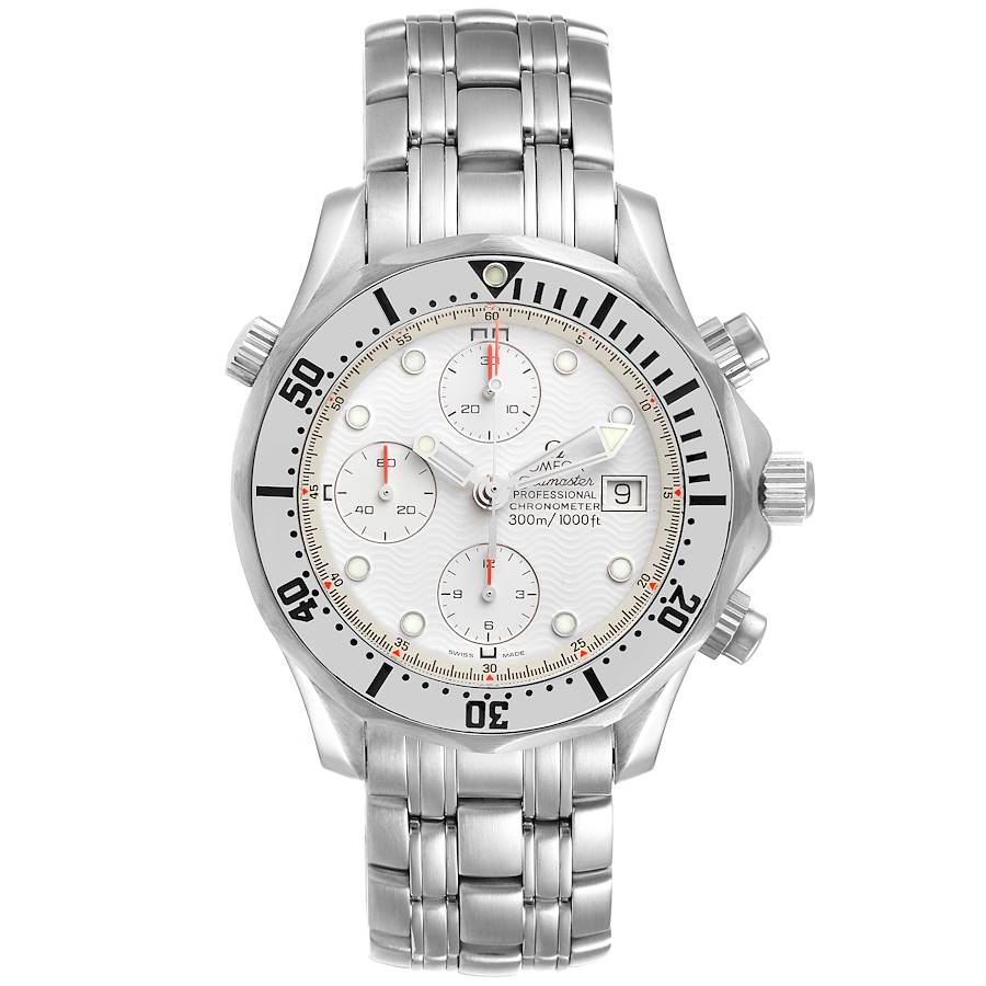 Men's Omega 42mm Seamaster Diver 300 M Stainless Steel Watch with White Dial and Rotating Bezel. (Pre-Owned 2598.20.00)