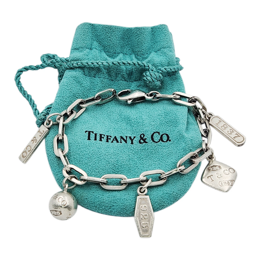 Tiffany & Co. 1837 Elements Sterling Silver Charm Link 6" Bracelet. (Pre-Owned)