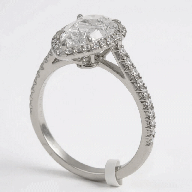 Tiffany & Co. Cathedral Setting Platinum Pear Shape Halo 1.57 Carat Diamond D Color, IF Infinity Flawless Clarity Engagement Ring.