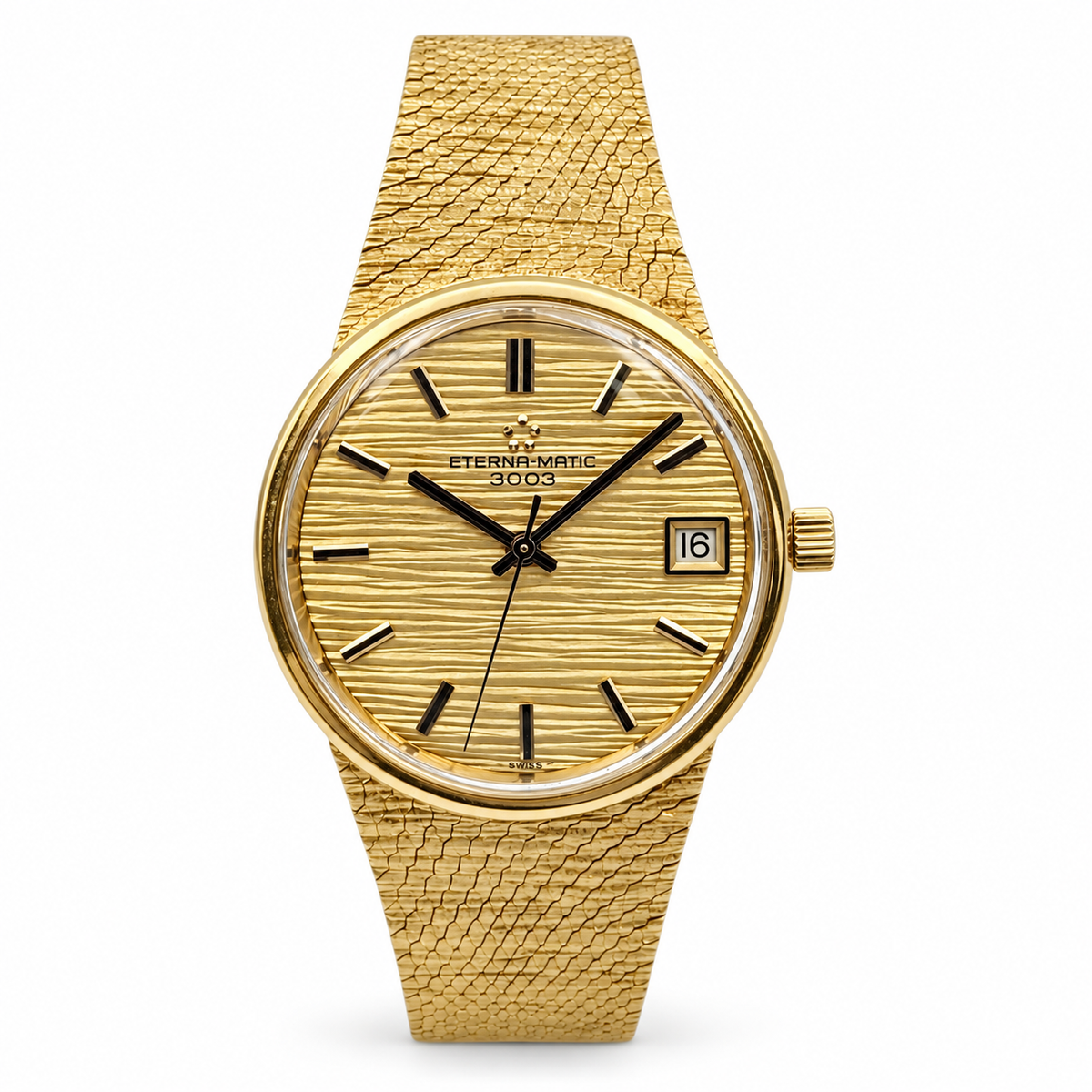 Unisex Eterna-Matic 18K Yellow Gold 34mm Manual Wind Watch with Gold Dial. (Pre-Owned Ref. 3003)