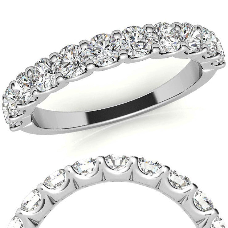 Woman's 14K White Gold 11 Stone 1.10 CT (SI Color H/I) 2.1 GR Diamond Anniversary Band. (Size: 6.5)