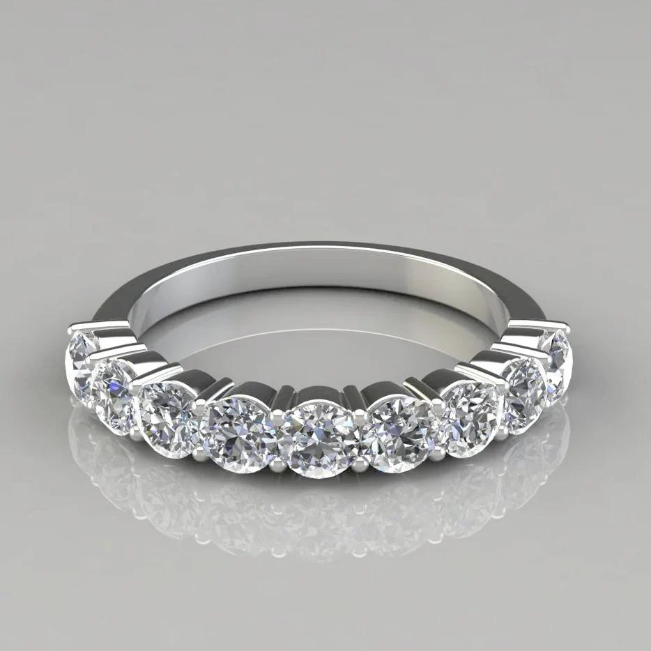 14K White Gold Half Eternity Engagement Band