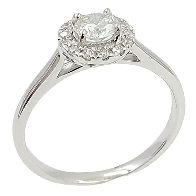 14K Diamond Solitaire Engagement Ring with Halo.