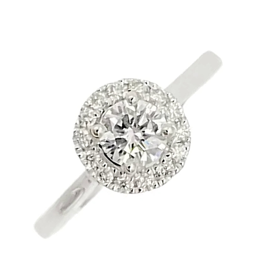 14K Diamond Solitaire Engagement Ring with Halo.