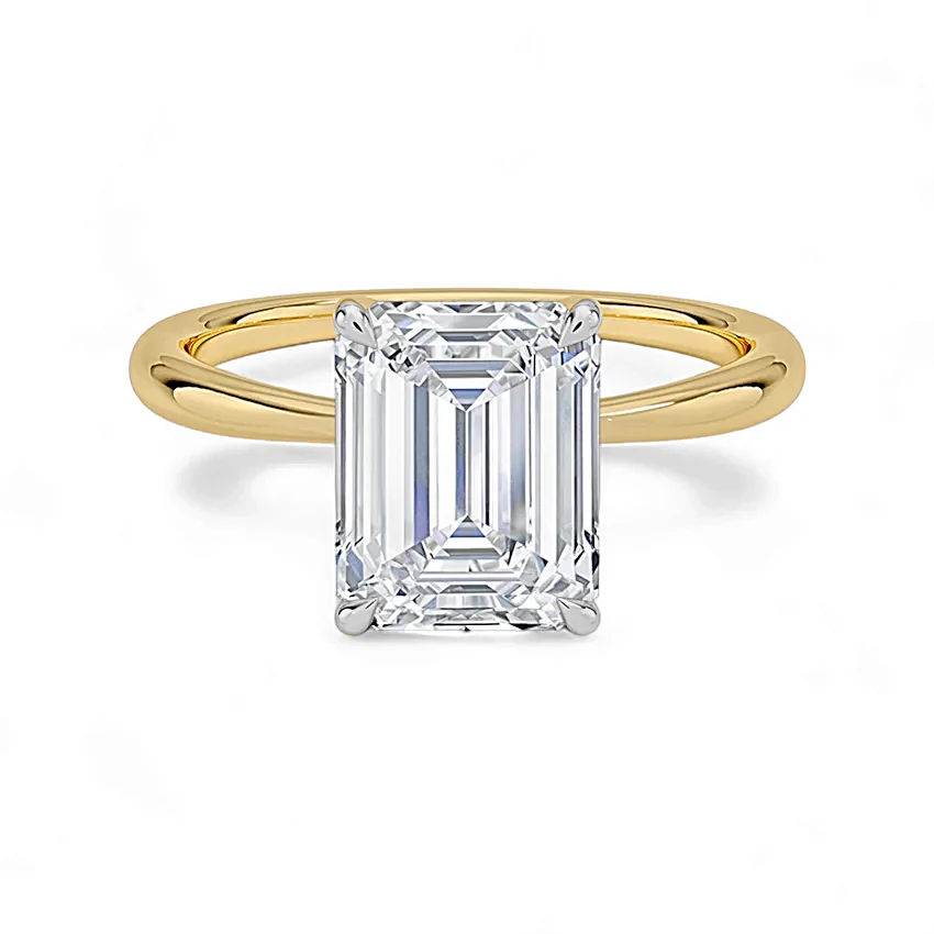 14K Gold Solitaire Engagement Ring with IGI Certified Emerald Cut Lab Grown Diamond.