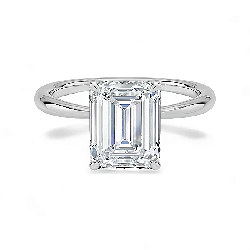 14K Gold Solitaire Engagement Ring with IGI Certified Emerald Cut Lab Grown Diamond.