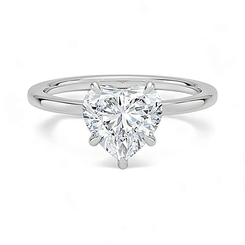 14K Gold Solitaire Engagement Ring with IGI Certified Heart Shape Lab Grown Diamond.