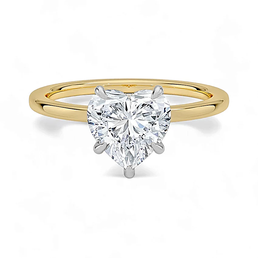 14K Gold Solitaire Engagement Ring with IGI Certified Heart Shape Lab Grown Diamond.