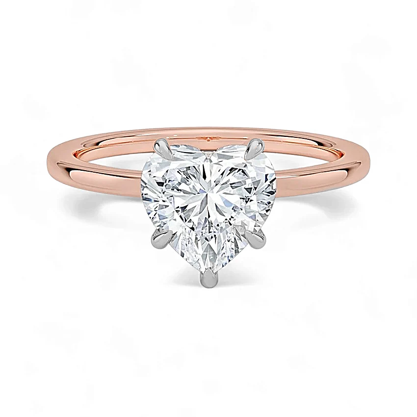 14K Gold Solitaire Engagement Ring with IGI Certified Heart Shape Lab Grown Diamond.