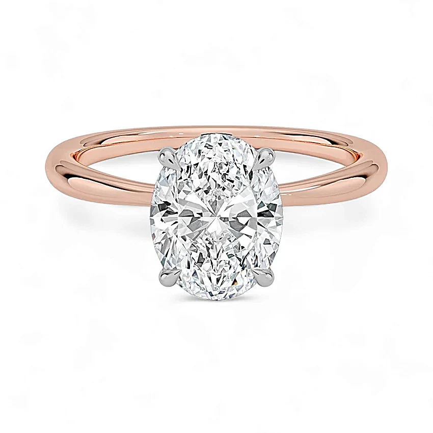 14K Gold Solitaire Engagement Ring with IGI Certified Oval Cut Lab Grown Diamond.