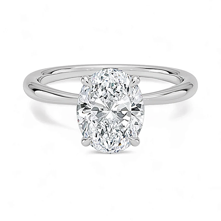 14K Gold Solitaire Engagement Ring with IGI Certified Oval Cut Lab Grown Diamond.