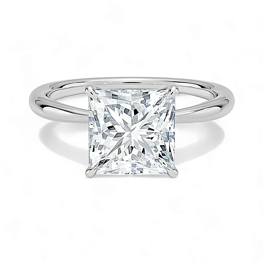 14K Gold Solitaire Engagement Ring with IGI Certified Princess Cut Lab Grown Diamond.