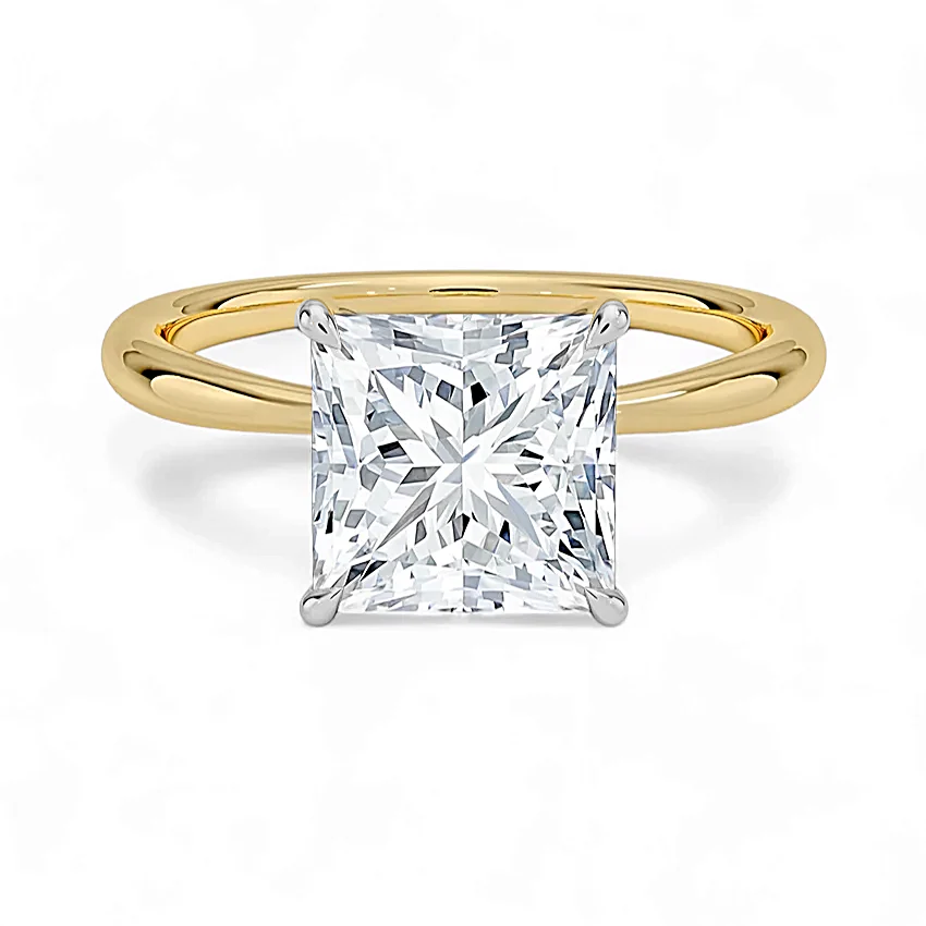 14K Gold Solitaire Engagement Ring with IGI Certified Princess Cut Lab Grown Diamond.