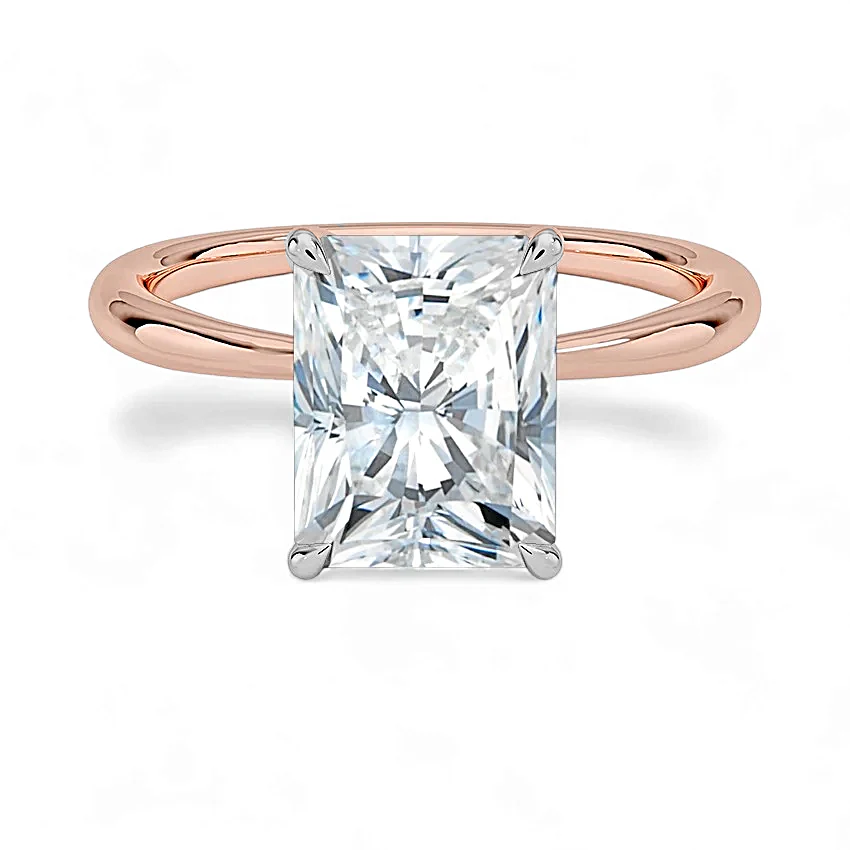 14K Gold Solitaire Engagement Ring with IGI Certified Radiant Cut Lab Grown Diamond.