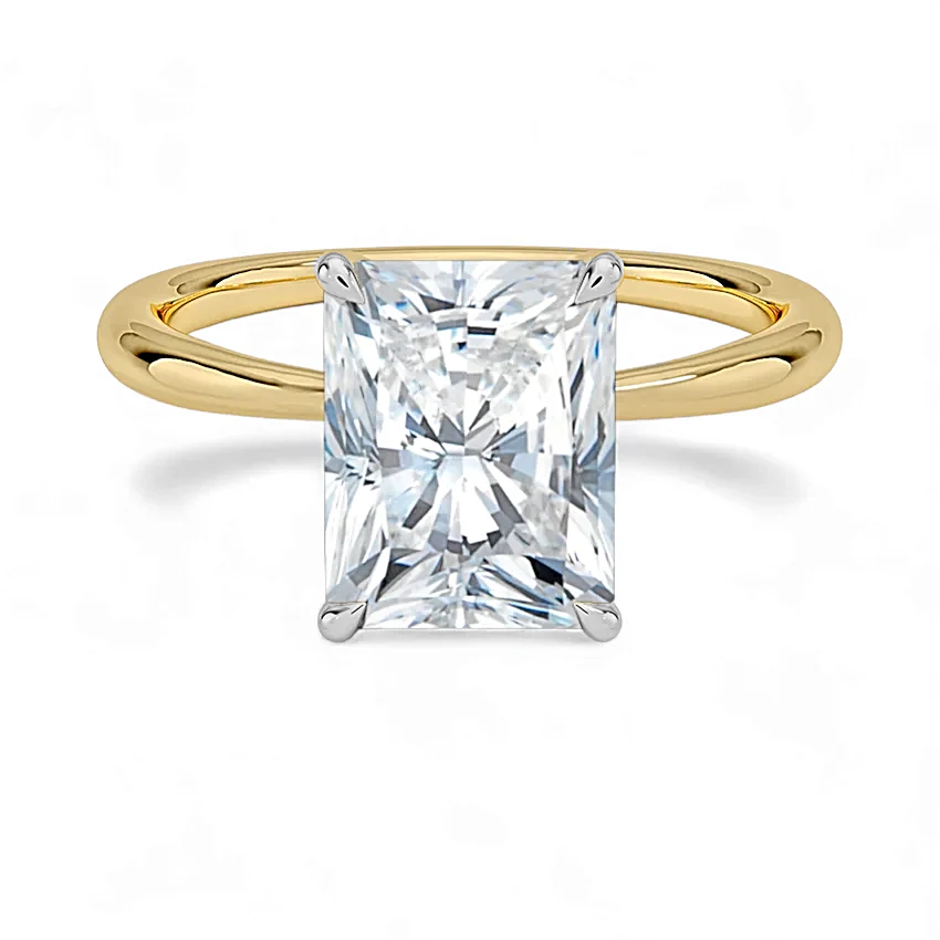 14K Gold Solitaire Engagement Ring with IGI Certified Radiant Cut Lab Grown Diamond.