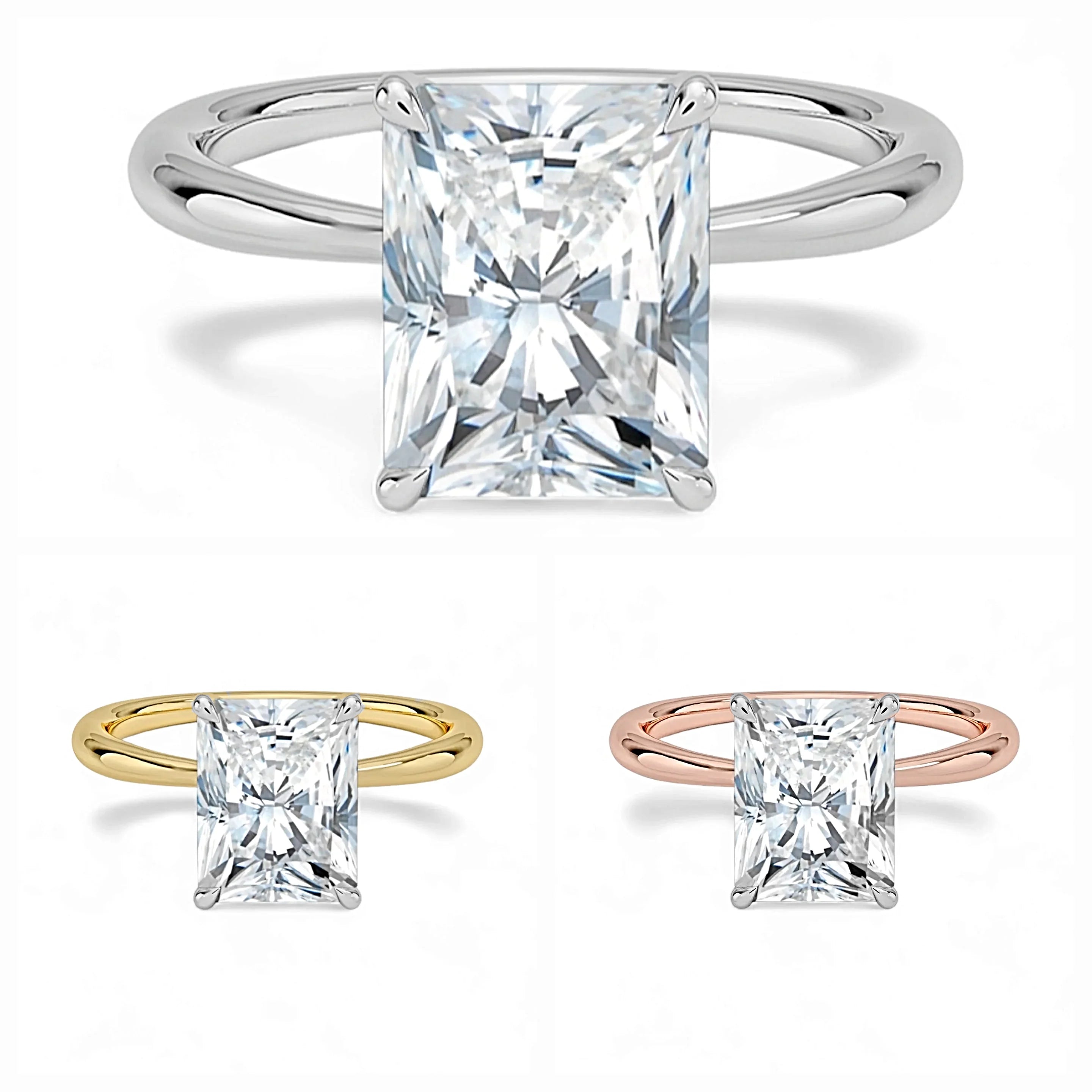 14K Gold Solitaire Engagement Ring with IGI Certified Radiant Cut Lab Grown Diamond.