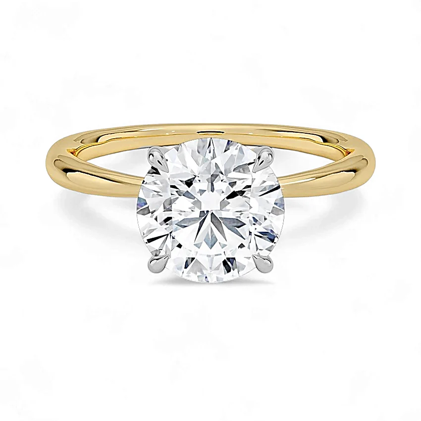 14K Gold Solitaire Engagement Ring with IGI Certified Round Cut Lab Grown Diamond.