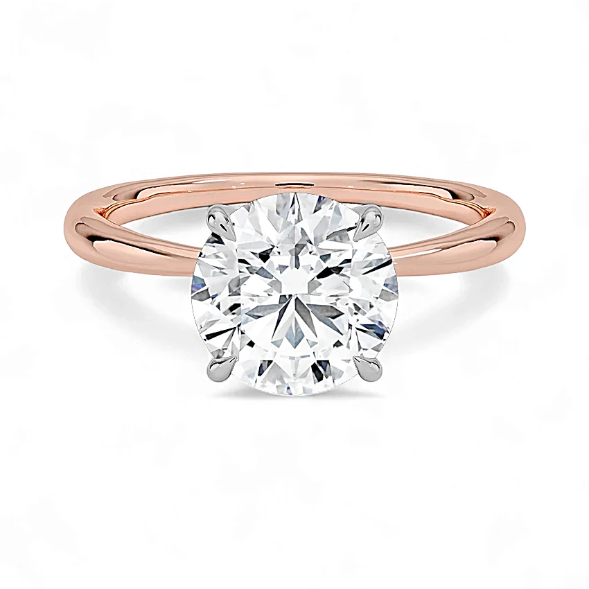 14K Gold Solitaire Engagement Ring with IGI Certified Round Cut Lab Grown Diamond.