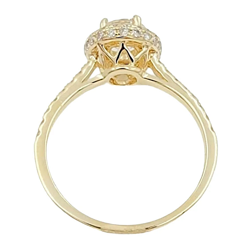 14K Yellow Gold Engagement Diamond Halo Ring.
