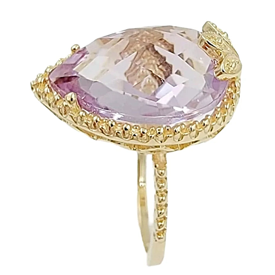 14K Yellow Gold Engagement Ring with Amethyst.