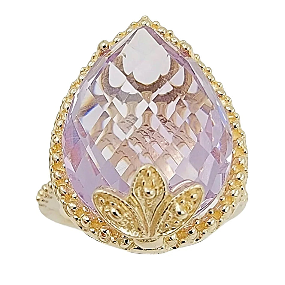 14K Yellow Gold Engagement Ring with Amethyst.