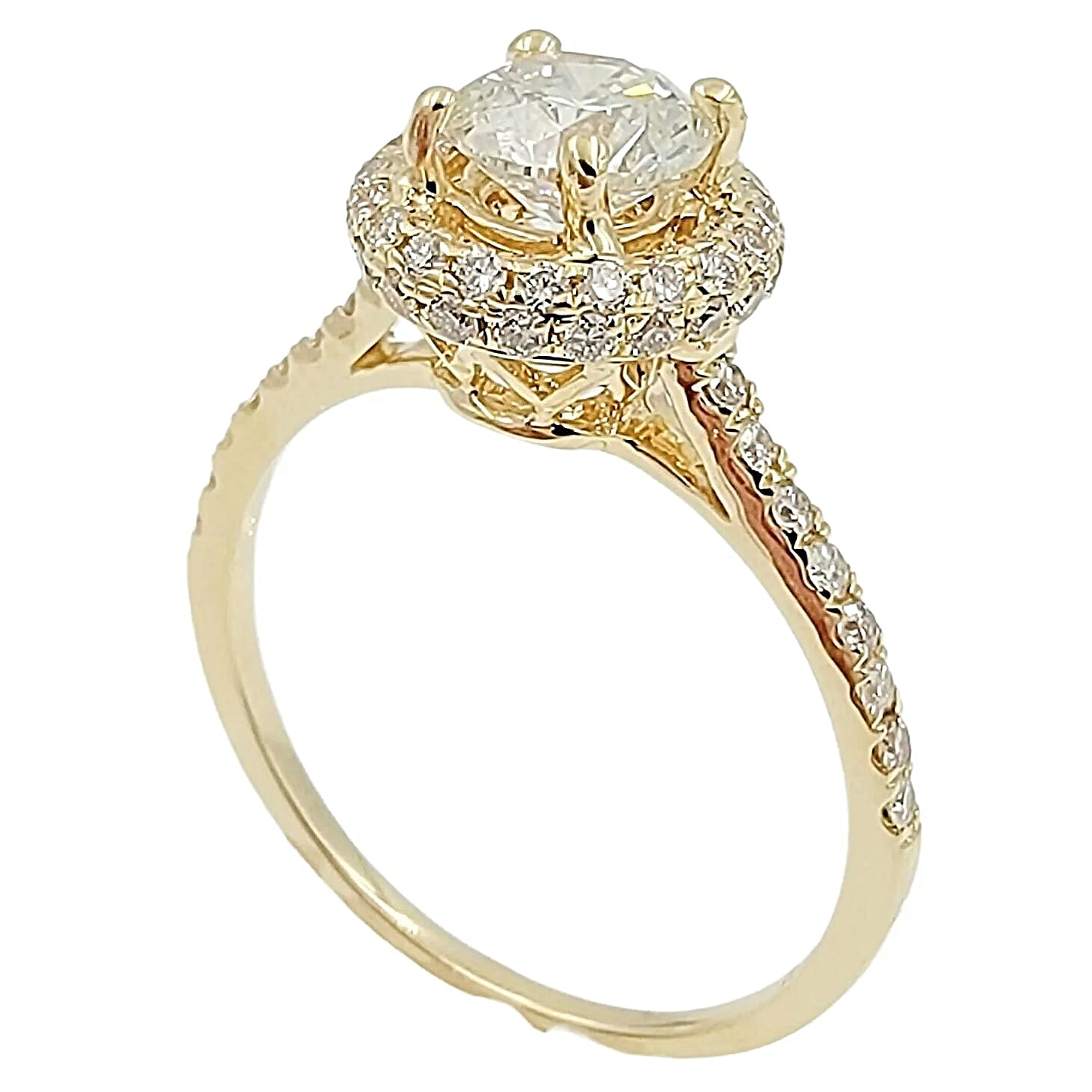14K Yellow Gold Engagement Ring with Tapered Diamond.