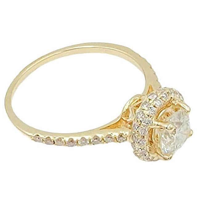 14K Yellow Gold Engagement Ring with Tapered Diamond.