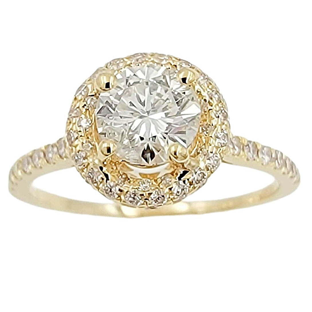 14K Yellow Gold Engagement Ring with Tapered Diamond.