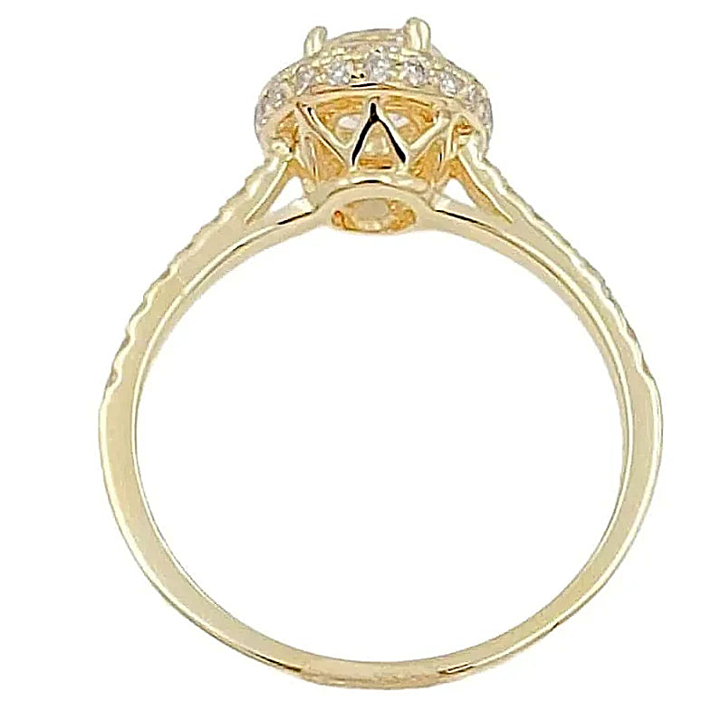 14K Yellow Gold Engagement Ring with Tapered Diamond.
