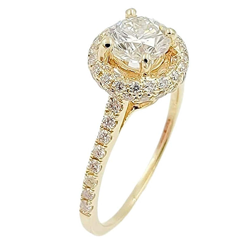 14K Yellow Gold Engagement Ring with Tapered Diamond.