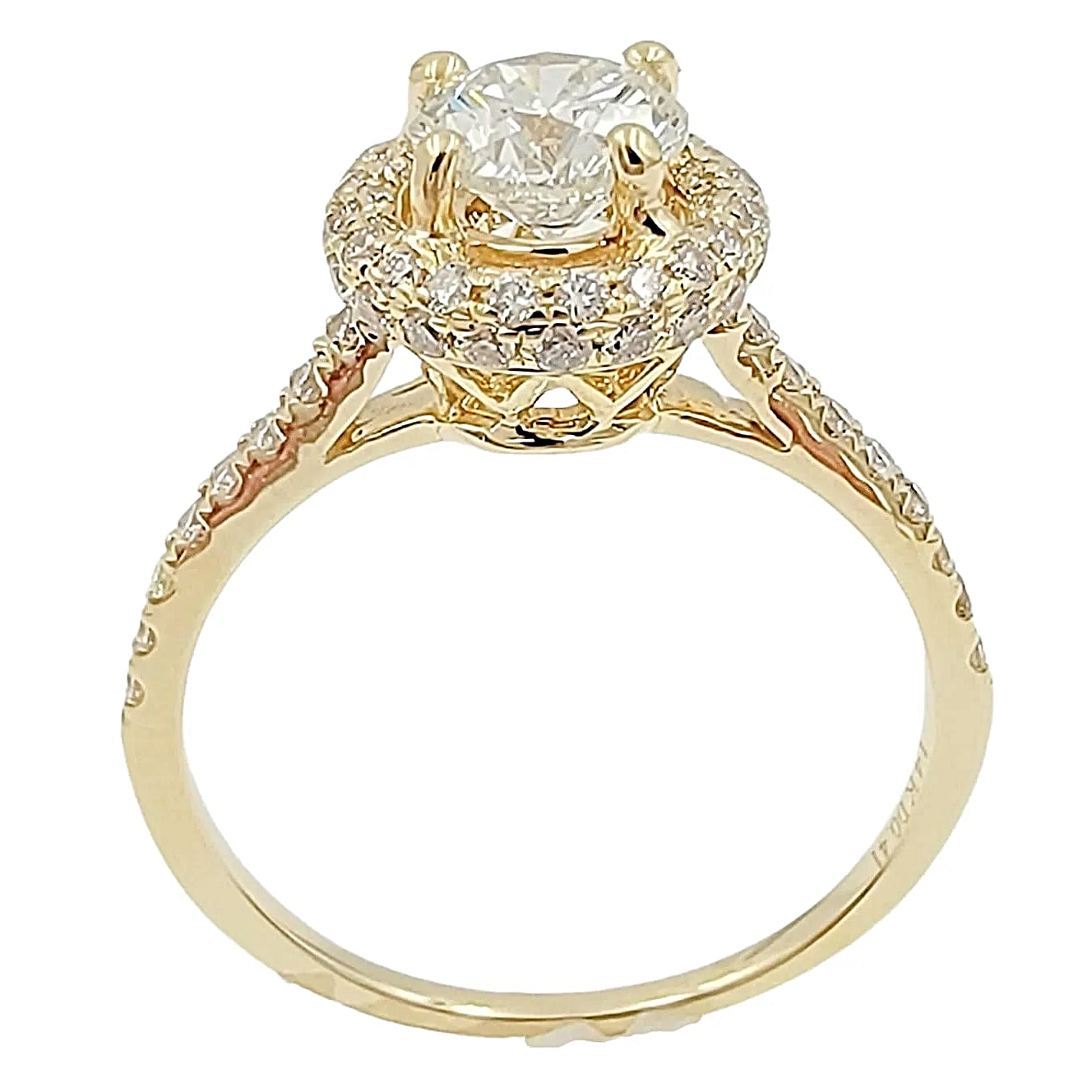 14K Yellow Gold Engagement Ring with Tapered Diamond.
