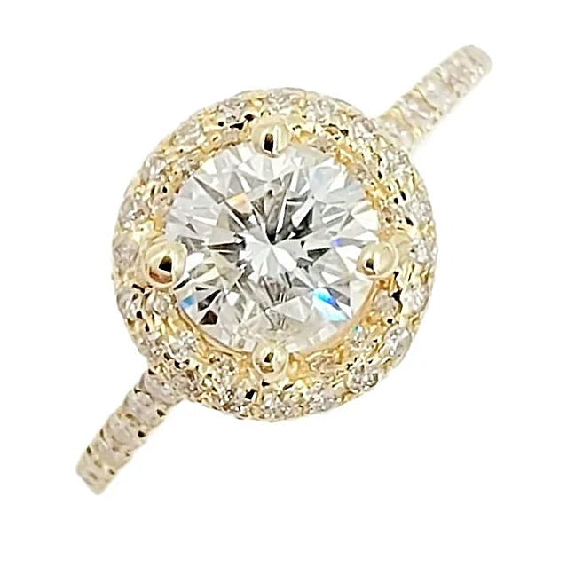 14K Yellow Gold Engagement Ring with Tapered Diamond.