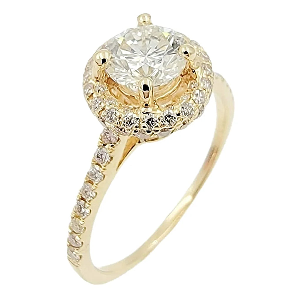 14K Yellow Gold Engagement Ring with Tapered Diamond.