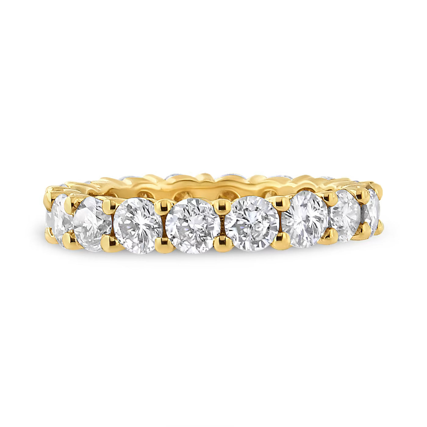 14K Yellow Gold Round Brilliant Diamond Eternity Band.