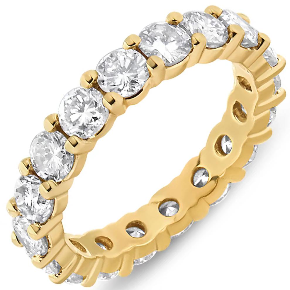 14K Yellow Gold Round Brilliant Diamond Eternity Band.