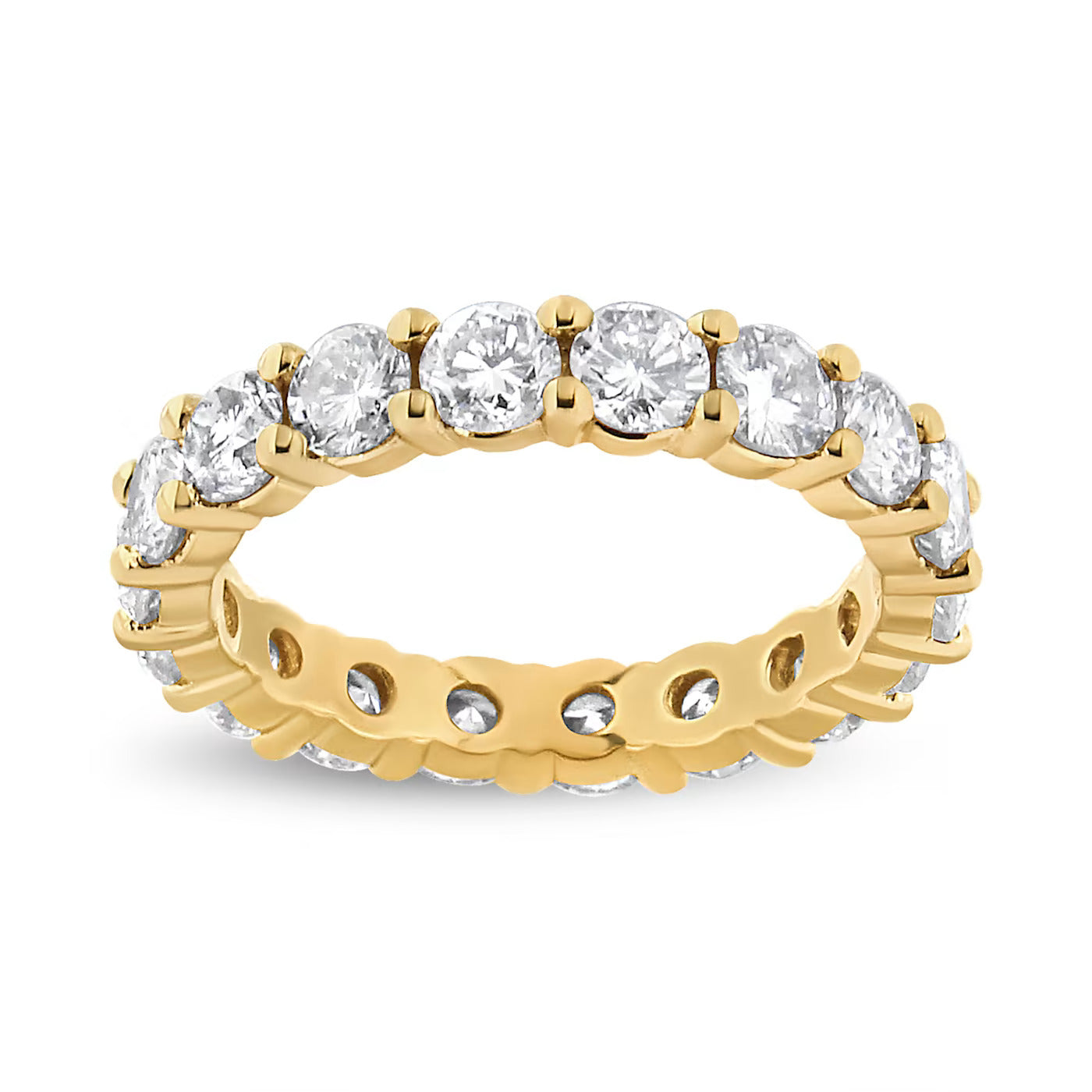 14K Yellow Gold Round Brilliant Diamond Eternity Band.