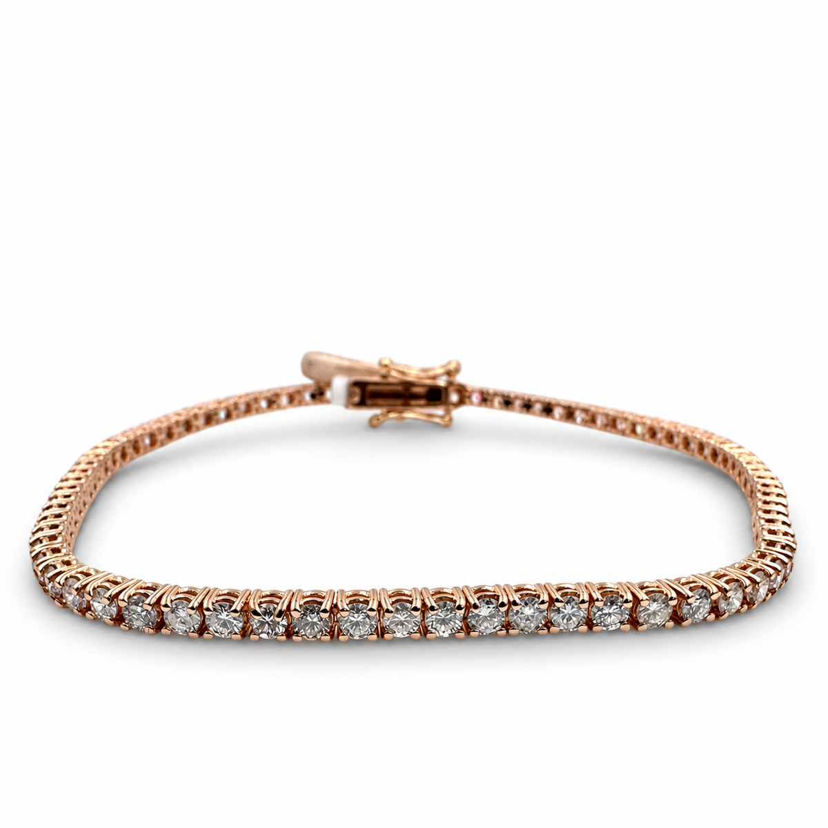 14k Rose Gold 2.47 Carat Tennis 6.75" Bracelet. (New)