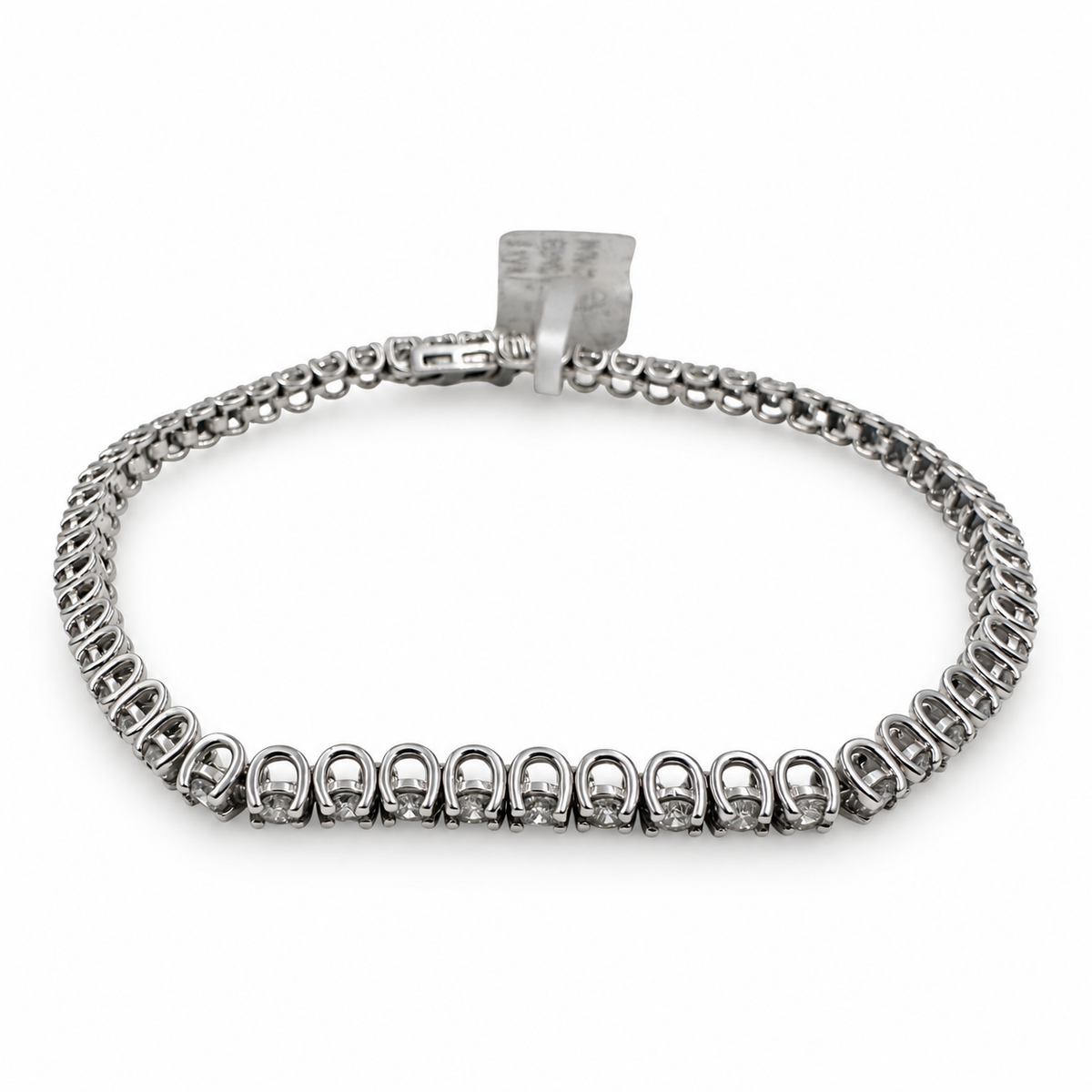 14k White Gold 1.47 Carat Tennis 6.75" Bracelet. (New)