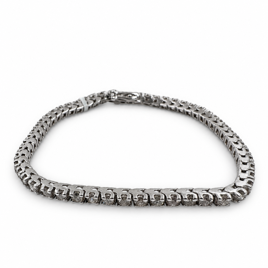 14k White Gold 3.00 Carat Tennis 6.75" Bracelet. (New)