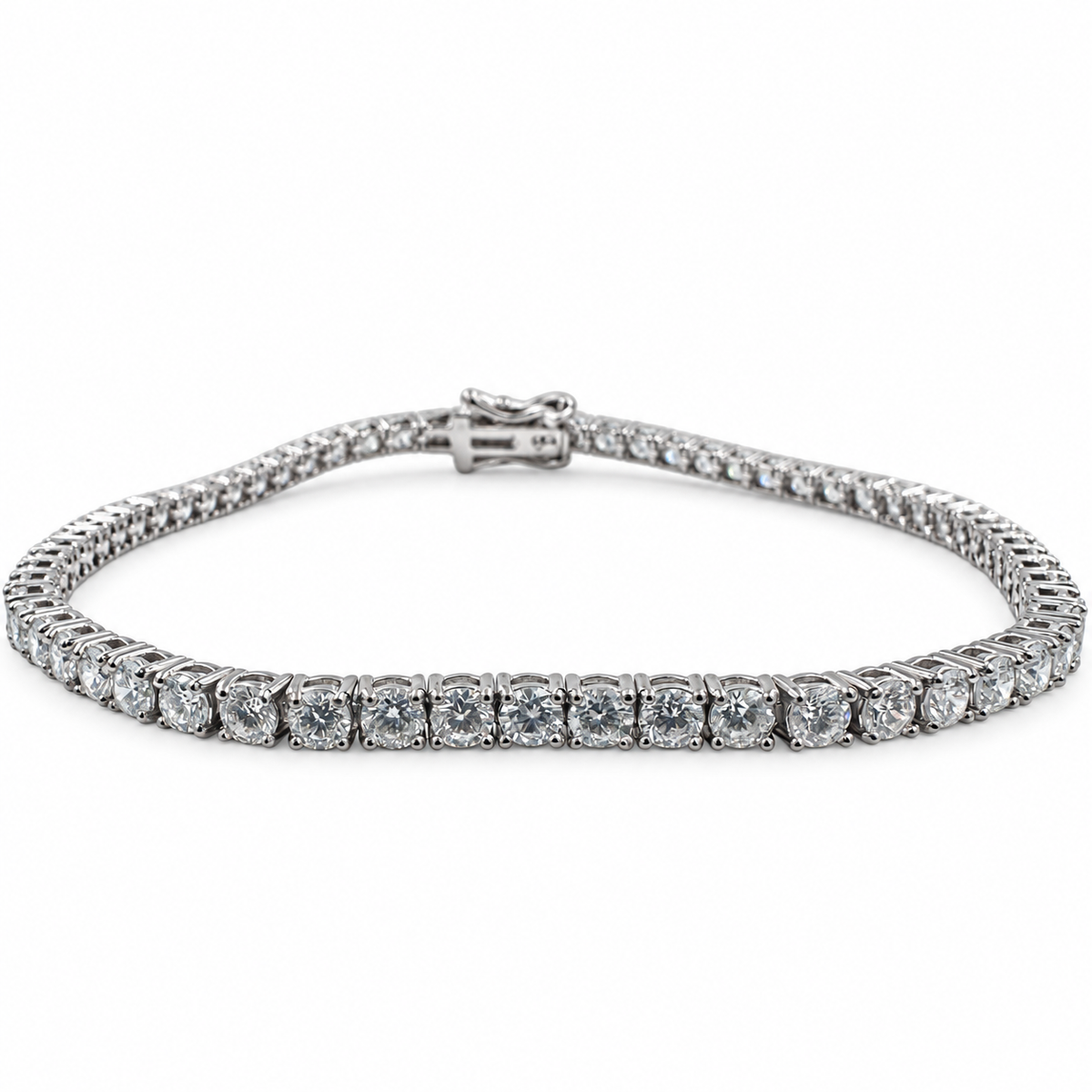 14k White Gold Tennis Bracelet with Lab Grown Diamonds 3.71 Carat Size 6.75". (New)