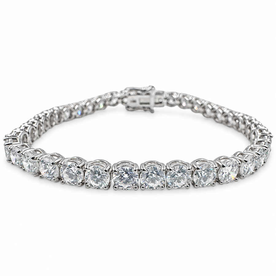 14k White Gold with Lab Grown Diamonds 12.10 Carat and 6.50" Tennis Bracelet. (New)