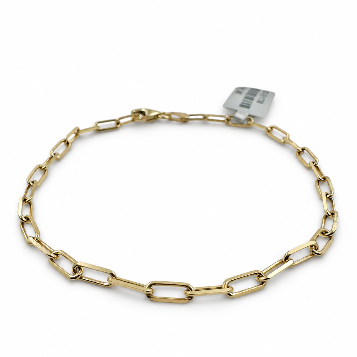 14k Yellow Gold Paper Clip 7.25" Bracelet. (New)
