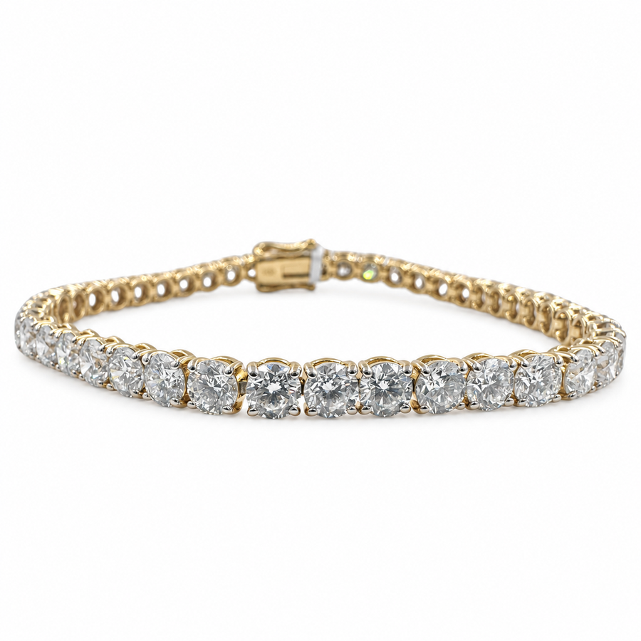 14k Yellow Gold with Lab Grown Diamonds 10.57 Carat and 6.75" Tennis Bracelet. (New)