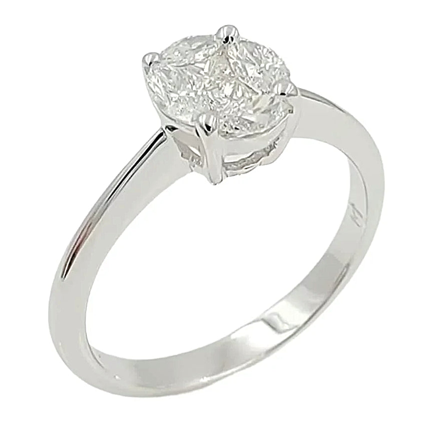 18K White Gold Diamond Cluster Engagement Ring.